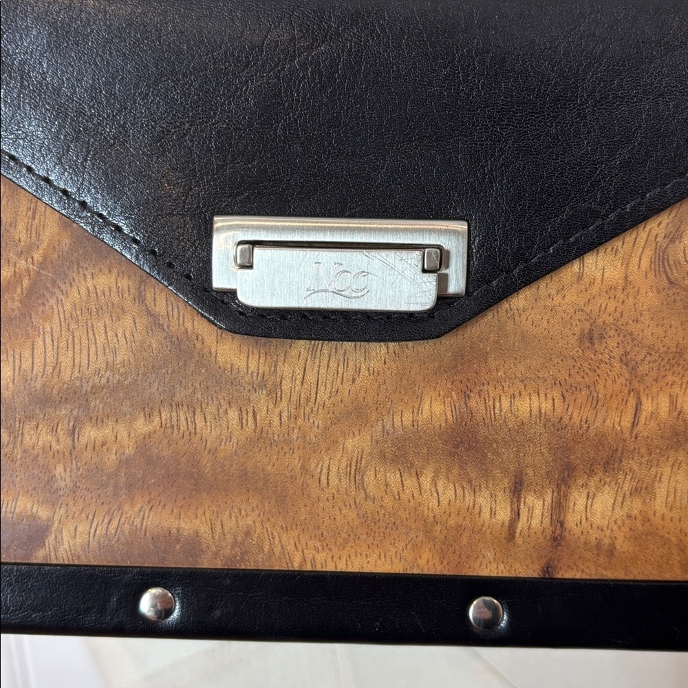 👜 NOC – Leather & wood shoulder bag (studded, feet, rare) - Picture 5 of 7